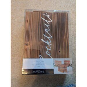 Style Me Pretty wedding wood signs with bases Welcome Guest Book Cocktails -